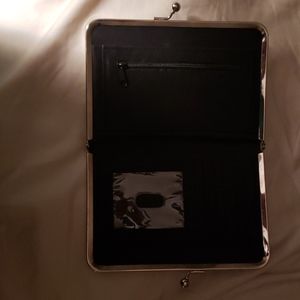 Black and white damask clutch wallet